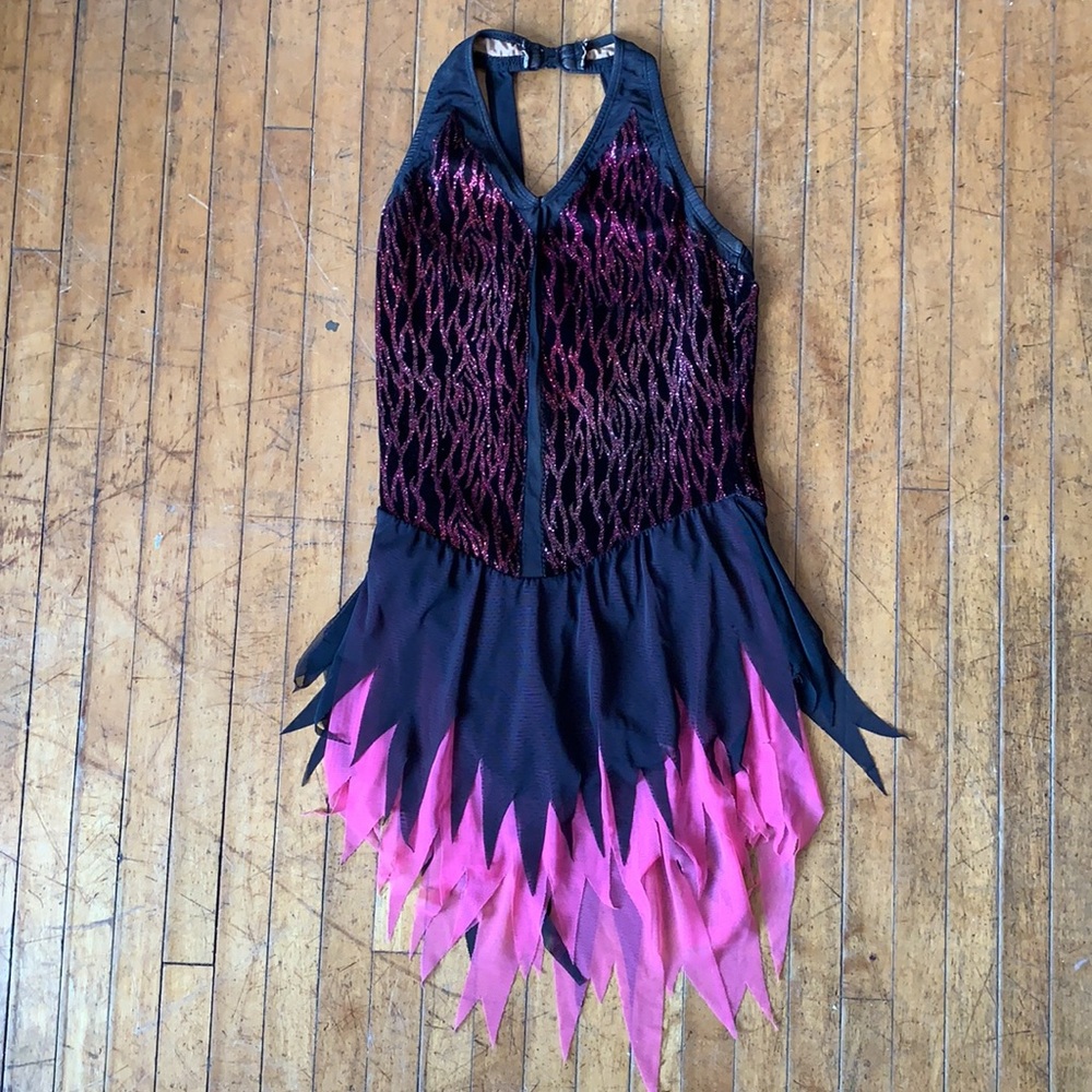 Gorgeous pink & black figure skating dress